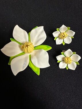 Vintage 1960’s Sarah Coventry Polynesian Brooch and Clip-On Earrings Set